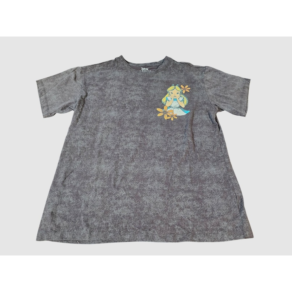 Disney Alice in Wonderland T-Shirt Women S Gray Excellent Cheshire Cat Graphic